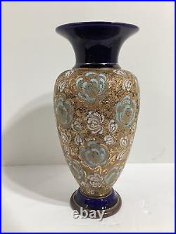Antique Royal Doulton Slaters Patent Large Blue Floral Vase 11 Signed