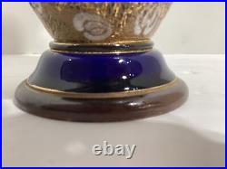 Antique Royal Doulton Slaters Patent Large Blue Floral Vase 11 Signed