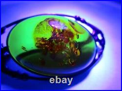 Antique Russian Baltic Amber Oval 925 Sterling Silver Brooch Pin Signed Large