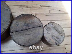 Antique Set Of 4 Large Dry Measure Grain Shaker Style Oak Bent Wood Searsburg VT