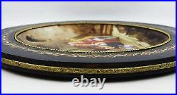 Antique Sevres Extra Large Wall Cabinet Plate Signed Quentin Framed Mop France