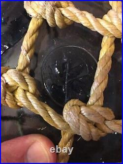Antique Signed Authentic Large Netted Vintage Japanese Glass Fishing Float