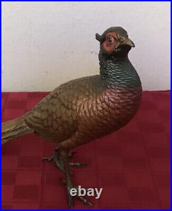 Antique Signed Bergmann Vienna Cold Painted Bronze Pheasant Bird X-Large 14
