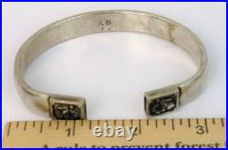 Antique Signed Chinese Silver Plated Cuff Bracelet Large Ornate Details Nice