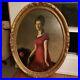 Antique Signed Grand Scale Oval Painting of a Society Lady Grand Salon 1880