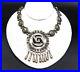 Antique Signed Nestor Taxco Large Pendant 925 Sterling Onyx Inlay Necklace