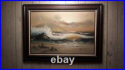 Antique Signed Oil Painting Ocean Front