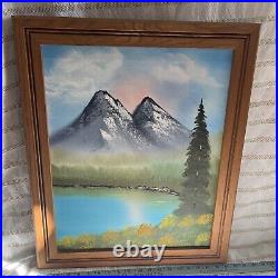 Antique Signed Ross Style Forest Heavy KP Wood Framed Picture Wall Art VTG