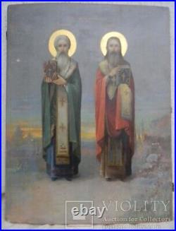 Antique St. Harlampy and Blaise Signed G. Kusachenko Large Saints Christian Rare
