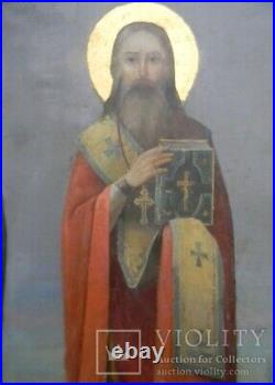 Antique St. Harlampy and Blaise Signed G. Kusachenko Large Saints Christian Rare