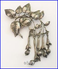 Antique Sterling Signed Cini Large Drippy Pin
