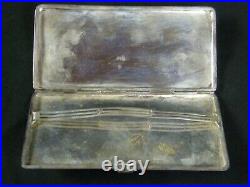 Antique Sterling Silver Dragons Chinese Export Large Cigarette Case Signed