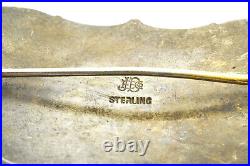 Antique Sterling Silver Enamel Art Nouveau Design Large Brooch, signed