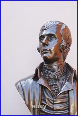 Antique Style Large Life Size Heavy Bronze Sculpture Robert Burns Signed Cornell
