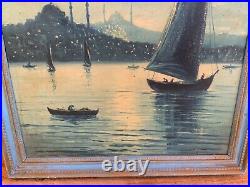 Antique Turkish Oil on Canvas Painting from Istanbul Turkey