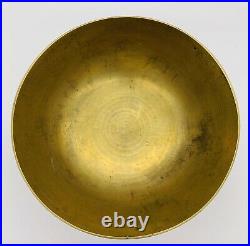 Antique VTG Asian Chinese Brass Engraved Dragons Lucky Large Bowl Signed 10