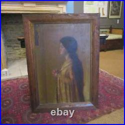 Antique Victorian Oil On Canvas Painting Of Young Girl 1860s Signed'C Wintle