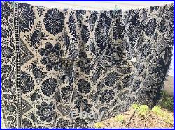 Antique Victorian Signed 1847 Salvaged Large Textile Tapestry Coverlet Design