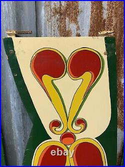 Antique Vintage Fairground Sign Panel Handpainted Large Rounding Board X1 2 Pair