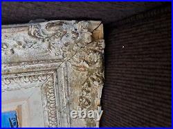 Antique Vintage Gesso Wood Frame Original Oil Painting Still Life Signed