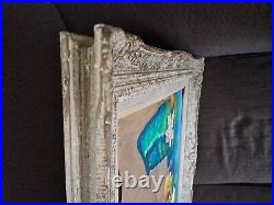 Antique Vintage Gesso Wood Frame Original Oil Painting Still Life Signed