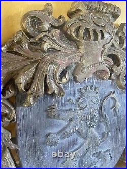 Antique Vintage Heraldic Wall Plaque Coat Of Arms Sign Medieval Ornament Large
