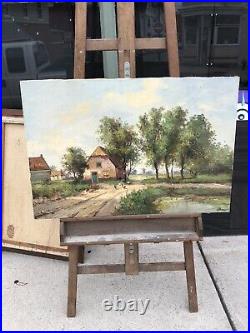 Antique Vintage Unframed Artist Signed Harvey A. Brownson Oil On Canvas Painting