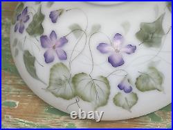 Antique Vtg Signed Fenton Burmese Satin Glass Lamp Shade Floral 10 Oil Student