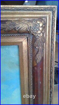 Antique XIX Century Oil On Canvas Painting Not Signed, Gilded Frame