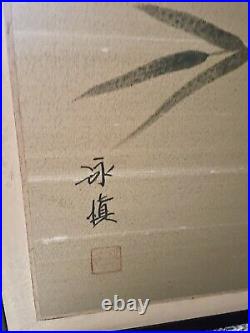 Antique chinese painting on silk signed 61x36