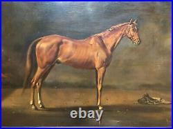 Antique circa 1922 Equestrian Large Horse Portrait Oil Painting