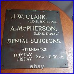 Antique dentist sign bronze & enamel newcastle large