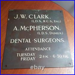 Antique dentist sign bronze & enamel newcastle large