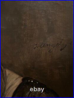 Antique original signed artist Baron Heinrich Von Angeli portrait painting