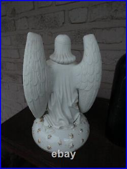 Antique rare signed French large porcelain angel holy water font 1900