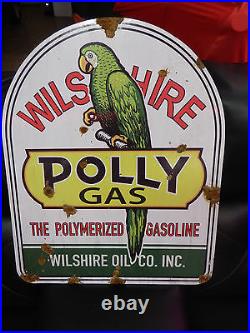 Antique style porcelain look Polly gas Service station pump LARGE dealer sign