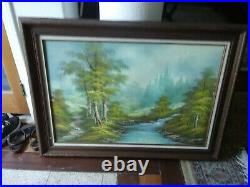 Awesome big vintage original oil painting on canvas size 33'' x 45''signed