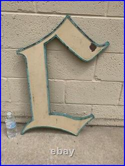 Beautiful Large Antique Letter C Building Marquee Sign Bronze Porcelain Front