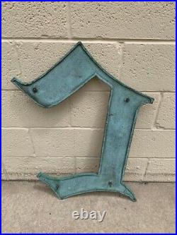 Beautiful Large Antique Letter C Building Marquee Sign Bronze Porcelain Front