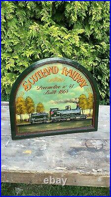 Beautiful Large Vintage Hand Carved No 1 Locomotive Train Sign Country Corner