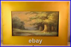 Big Antique Watercolor Landscape Signed Matted Victorian Country Gouache