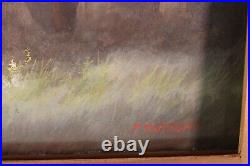 Big Antique Watercolor Landscape Signed Matted Victorian Country Gouache