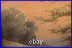 Big Antique Watercolor Landscape Signed Matted Victorian Country Gouache