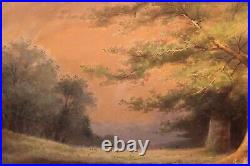 Big Antique Watercolor Landscape Signed Matted Victorian Country Gouache