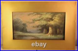 Big Antique Watercolor Landscape Signed Matted Victorian Country Gouache