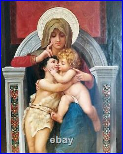 Bouguereau Virgin & Child Jesus Religious Saint 19thC Large Antique Oil Painting