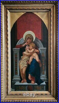 Bouguereau Virgin & Child Jesus Religious Saint 19thC Large Antique Oil Painting