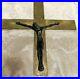 Brutalist MID Century Signed Hammered Torched Steel Nail Jesus Crucifix Cross