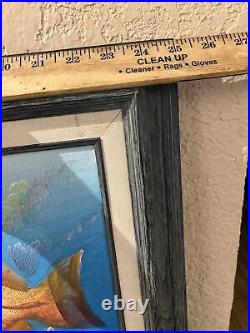 C. Benolt Tropical Fish Gray Wooden Frame Matte Detail Signed