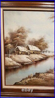 C Inness Signed Orig. Oil Painting Woodland Landscape, River, Woman, Horse 44x32